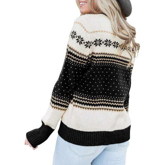 Women Knit Christmas Sweater Reindeer Tree Snowflake Holiday Pullover - Picture 2 of 5